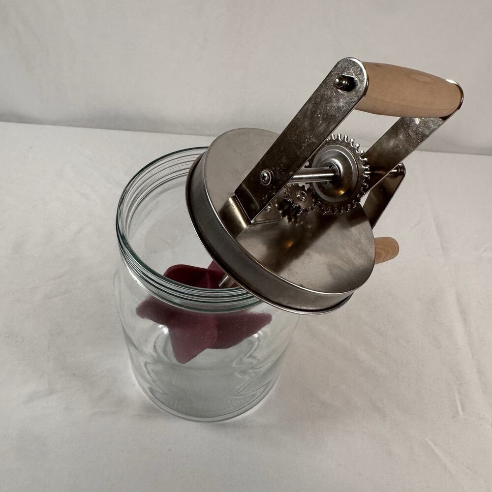 Manual Butter Churner Hand Crank Large Glass Jar Homemade Butter Maker Homestead - Picture 6 of 6